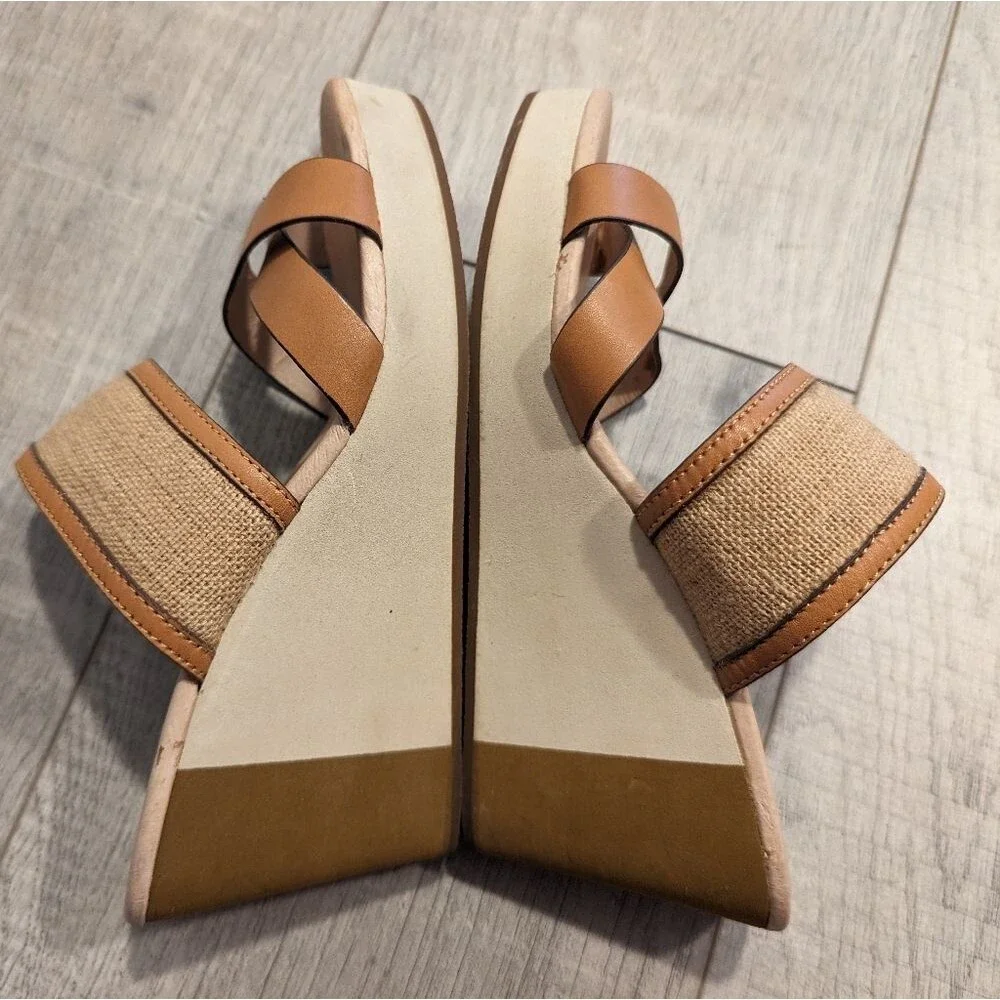 Tommy Bahama Kamea Cream Tan Wedge Sandals Size 8 B